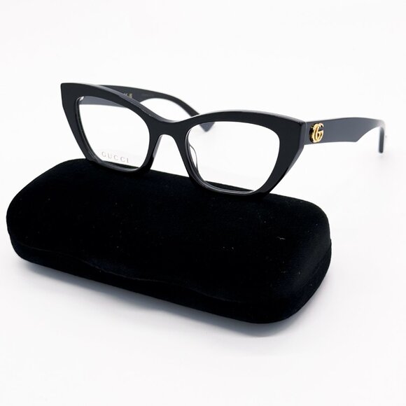 NEW GUCCI GG1334O 001 EYEGLASSES WOMEN BLACK CAT EYE EYEWEAR GUCCI - Picture 1 of 12